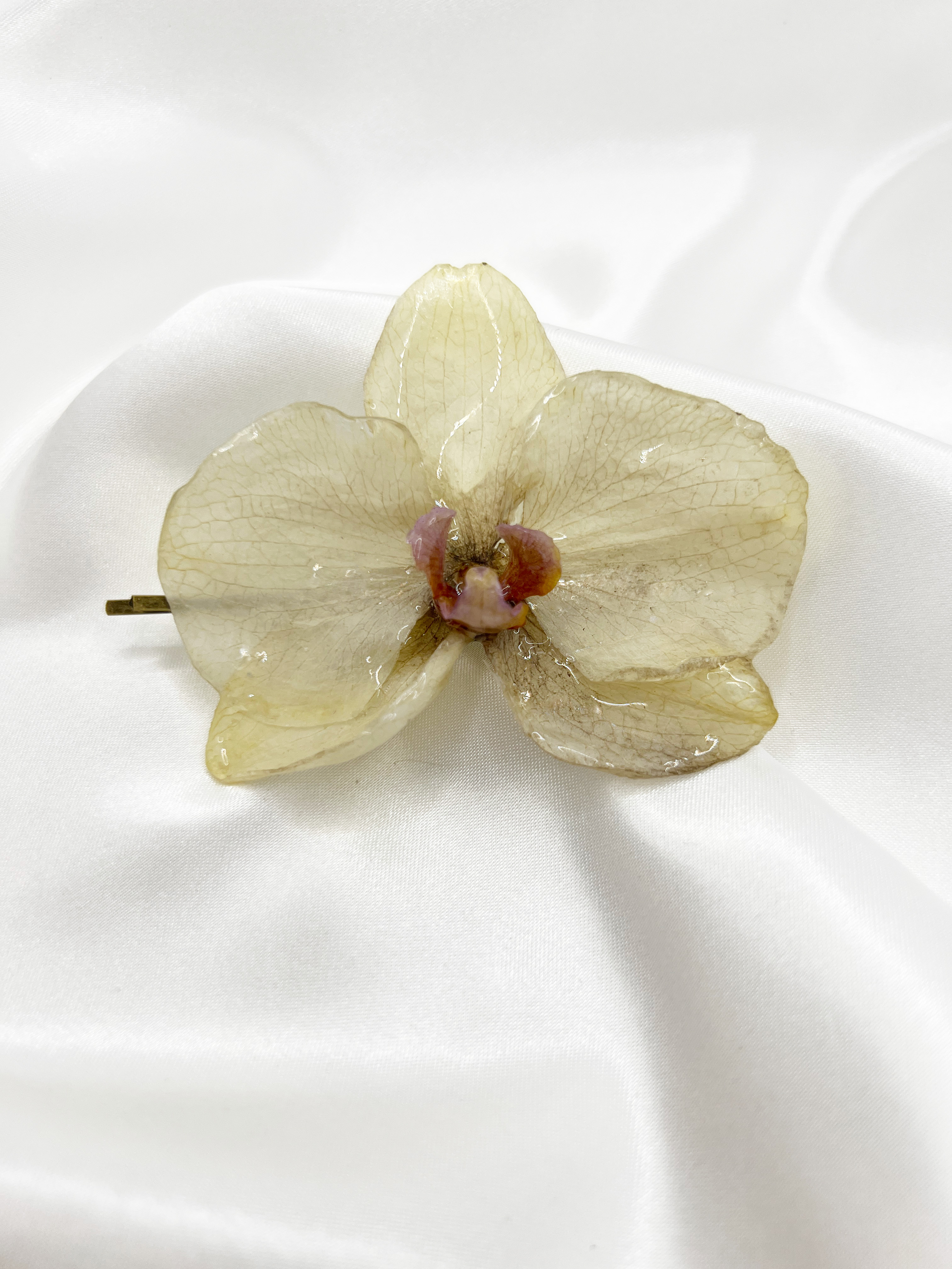 Sponka se žlutou orchidejí